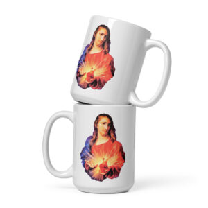sacred heart of jesus white glossy mug