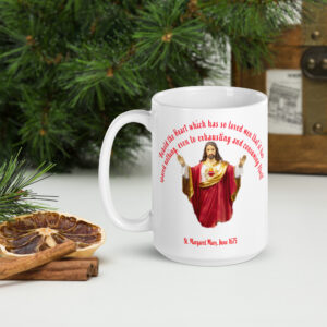 sacred heart of jesus st margaret mary, 1675 white glossy mug