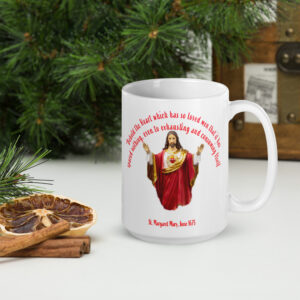 sacred heart of jesus st margaret mary, 1675 white glossy mug