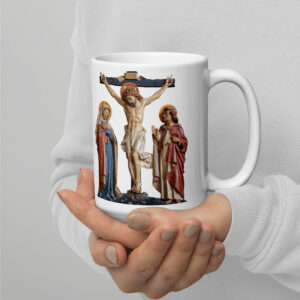 crucifixion scene white glossy mug