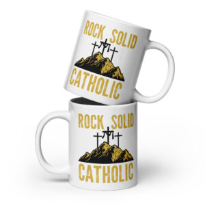 rock solid catholic white glossy mug