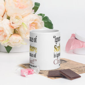 ignorance of scripture by st jerome white glossy mug
