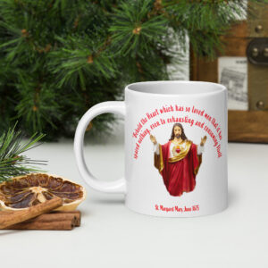sacred heart of jesus st margaret mary, 1675 white glossy mug