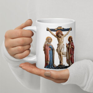 crucifixion scene white glossy mug