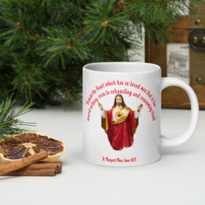 sacred heart of jesus st margaret mary, 1675 white glossy mug