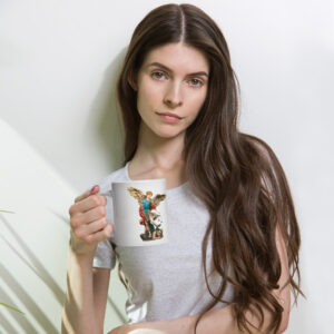 st michael archangel (coloured) white glossy mug