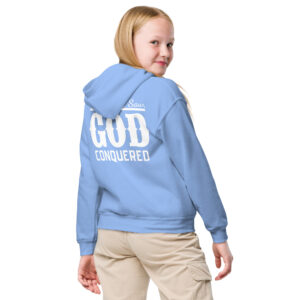 i came i saw god conquered children's christian hoodie