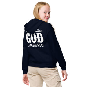 i came i saw god conquered children's christian hoodie
