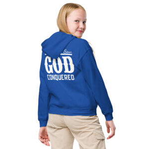 i came i saw god conquered children's christian hoodie
