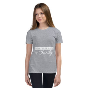 the victory of truth is charity children's christian t shirt