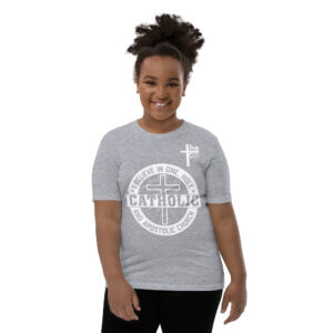 i believe in one, holy, catholic and apostolic church children's t shirt