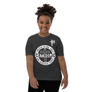 i believe in one, holy, catholic and apostolic church children's t shirt