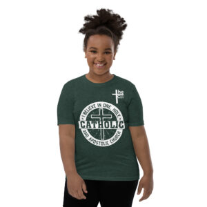 i believe in one, holy, catholic and apostolic church children's t shirt