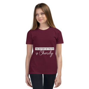 the victory of truth is charity children's christian t shirt