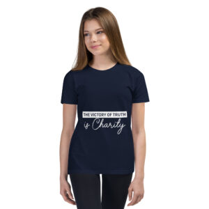 the victory of truth is charity children's christian t shirt