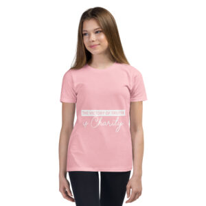 the victory of truth is charity children's christian t shirt