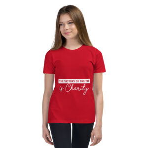 the victory of truth is charity children's christian t shirt