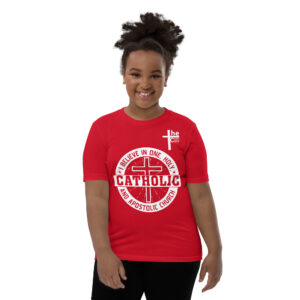 i believe in one, holy, catholic and apostolic church children's t shirt