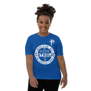 i believe in one, holy, catholic and apostolic church children's t shirt