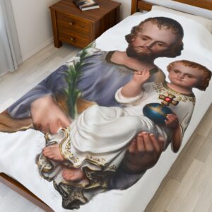 st joseph and the child jesus velveteen plush blanket