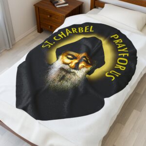 st charbel pray for us velveteen plush blanket
