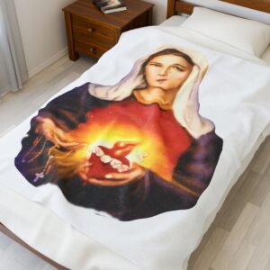 immaculate heart of mary velveteen plush blanket