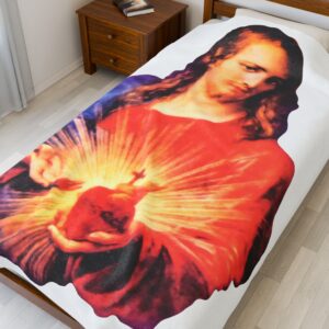 sacred heart of jesus velveteen plush blanket