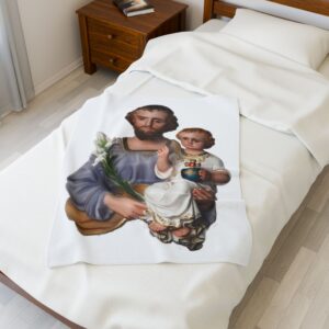 st joseph and the child jesus velveteen plush blanket