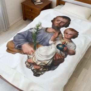 st joseph and the child jesus velveteen plush blanket