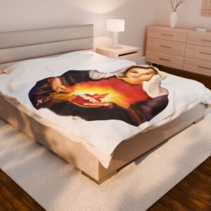 immaculate heart of mary velveteen plush blanket
