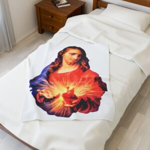 sacred heart of jesus velveteen plush blanket