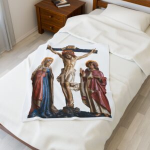 crucifixion scene velveteen plush blanket