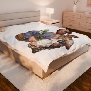 st joseph and the child jesus velveteen plush blanket