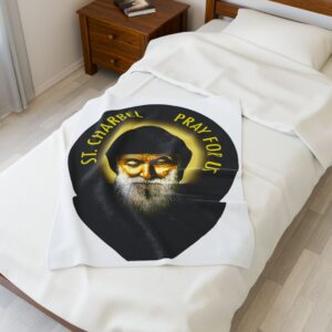 st charbel pray for us velveteen plush blanket