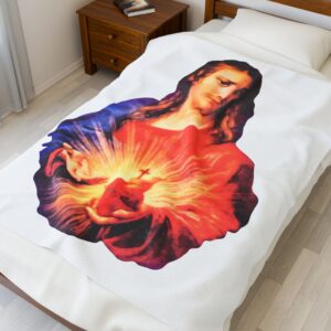 sacred heart of jesus velveteen plush blanket