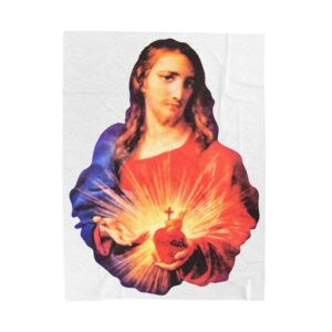 sacred heart of jesus velveteen plush blanket
