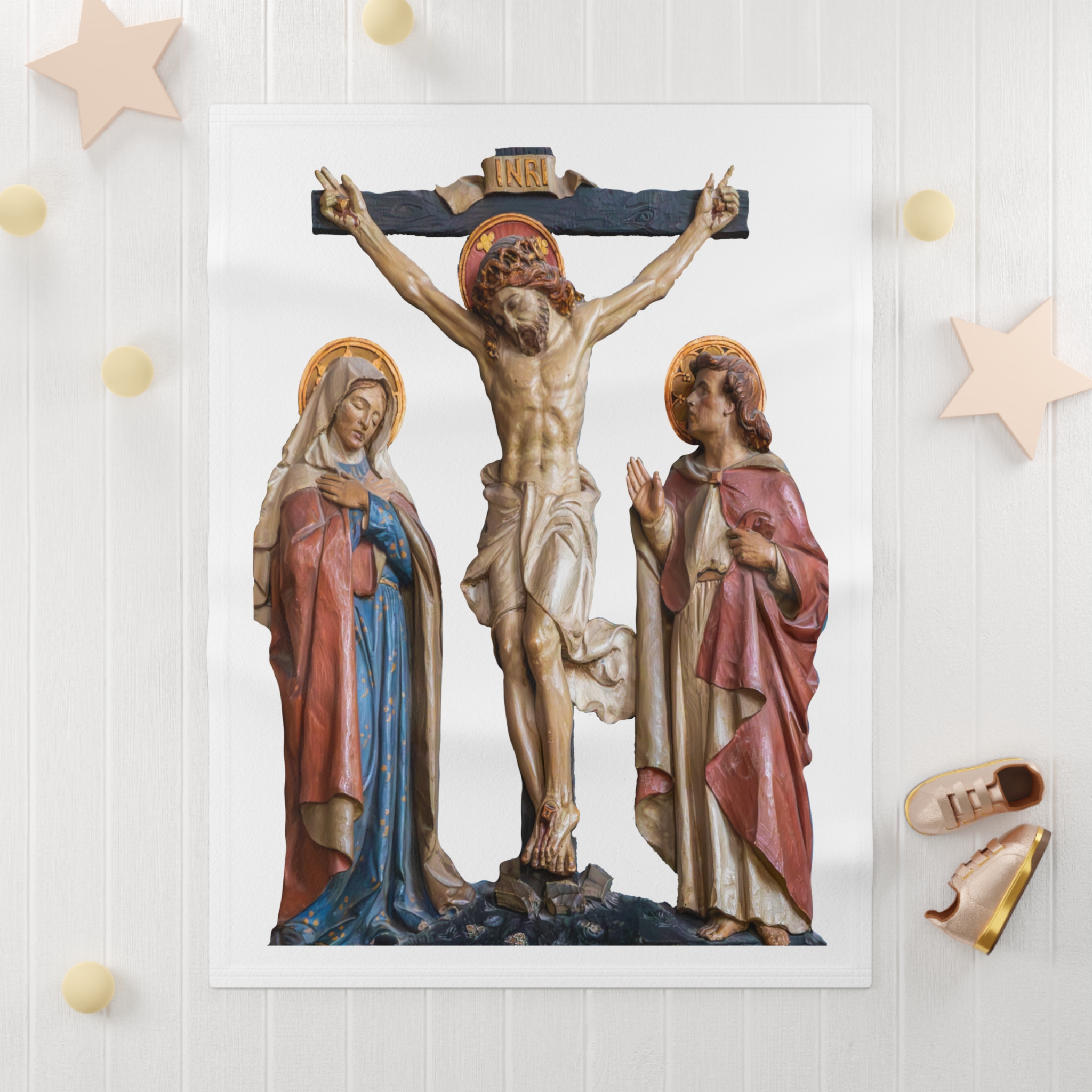 crucifixion scene soft fleece baby blanket crucifixion scene soft fleece baby blanket