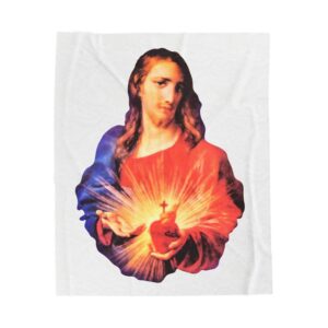 sacred heart of jesus velveteen plush blanket