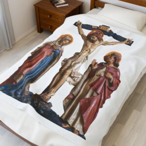 crucifixion scene velveteen plush blanket