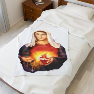 immaculate heart of mary velveteen plush blanket