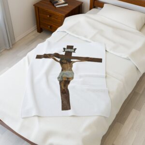 jesus crucified velveteen plush blanket