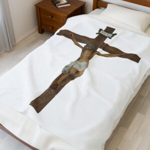 jesus crucified velveteen plush blanket