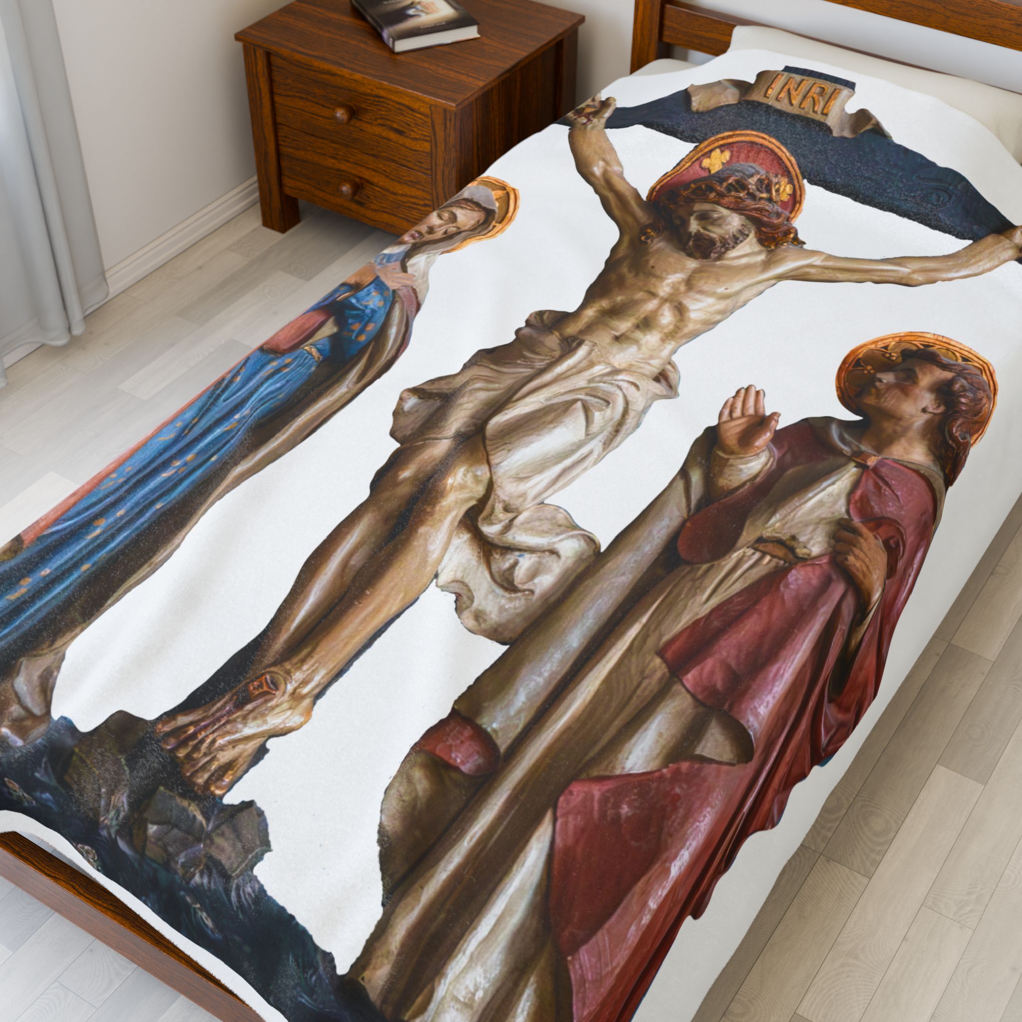 crucifixion scene velveteen plush blanket crucifixion scene velveteen plush blanket