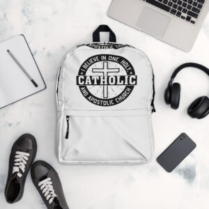 believe in one, holy, catholic and apostolic church backpack