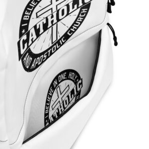 believe in one, holy, catholic and apostolic church backpack
