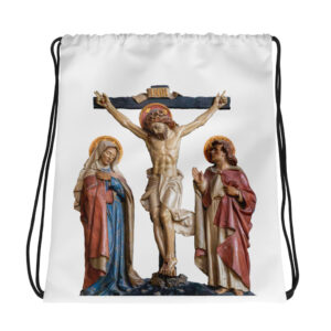 crucifixion scene drawstring bag