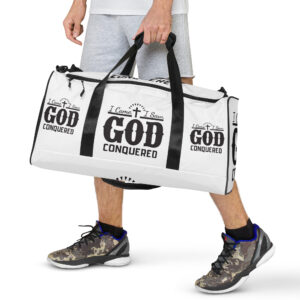 i came, i saw, god conquered! duffle bag