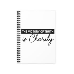 victory of truth is charity ruled line spiral notebook