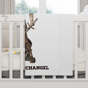 "who is like god?" st michael archangel soft fleece baby blanket