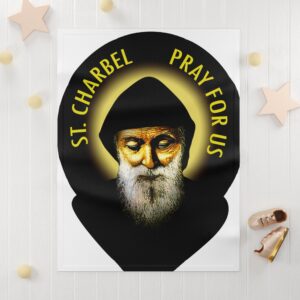st charbel pray for us soft fleece baby blanket
